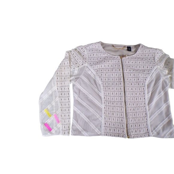 Chico’s Black Label Lace & Mesh Zip-Up Jacket Medium #729 - Picture 11 of 15